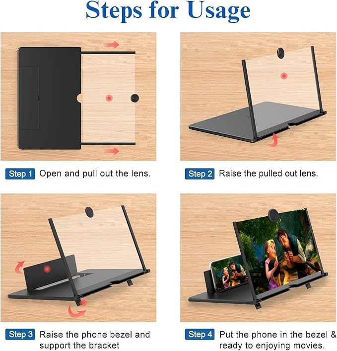 3D HD Mobile Phone Screen Magnifier – Foldable Screen Amplifier with Stand