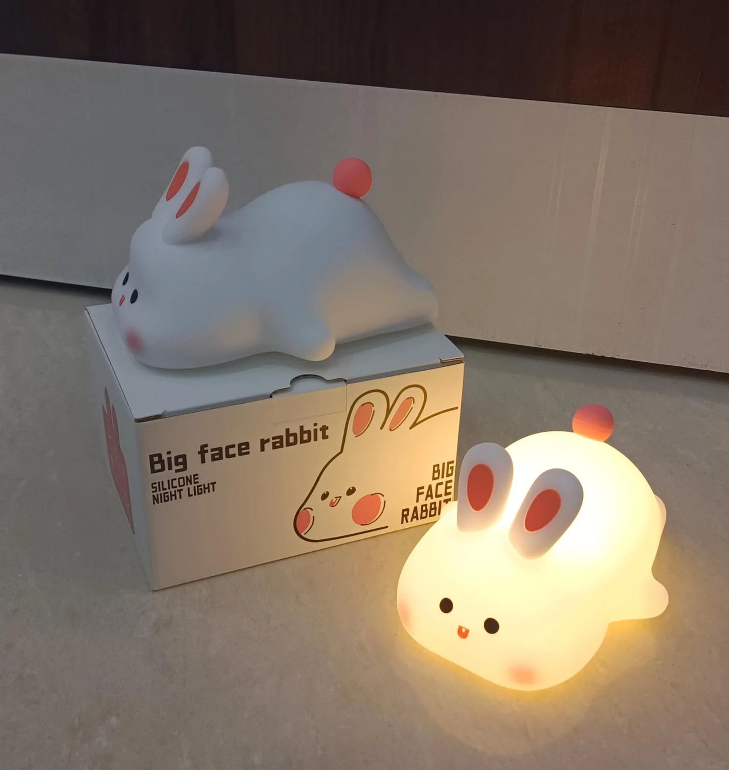 Cute Little Rabbit Night Light Touch Lamp | Rechargeable LED Lamp for Children's Bedroom | Ideal Gift for Boys, Girls, Toddlers, and Nursery